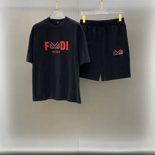 Wholesale Fendi Tracksuits Short Sleeved For Men #1464325 $100.00 USD, Wholesale Quality Replica Fendi Tracksuits
