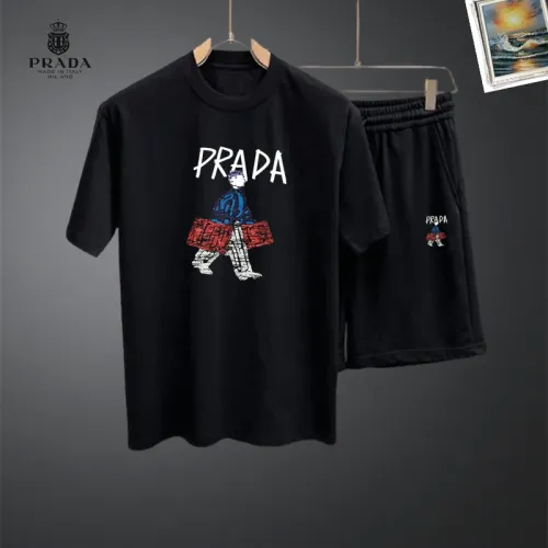 Wholesale Prada Tracksuits Short Sleeved For Men #1464919 $48.00 USD, Wholesale Quality Replica Prada Tracksuits