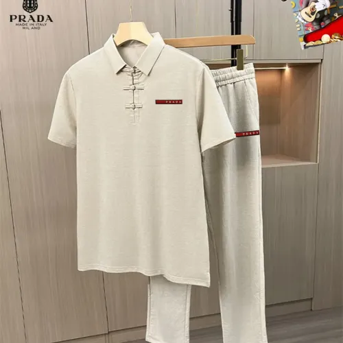 Wholesale Prada Tracksuits Short Sleeved For Men #1465142 $80.00 USD, Wholesale Quality Replica Prada Tracksuits