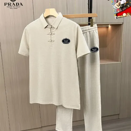 Wholesale Prada Tracksuits Short Sleeved For Men #1465160 $80.00 USD, Wholesale Quality Replica Prada Tracksuits