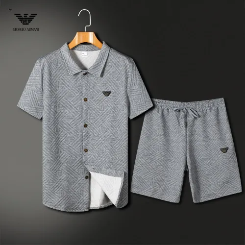 Wholesale Armani Tracksuits Short Sleeved For Men #1466199 $60.00 USD, Wholesale Quality Replica Armani Tracksuits