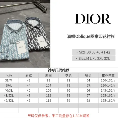 Replica Christian Dior Shirts Long Sleeved For Men #1470237 $64.00 USD for Wholesale