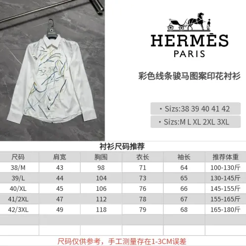 Replica Hermes Shirts Long Sleeved For Men #1470297 $64.00 USD for Wholesale