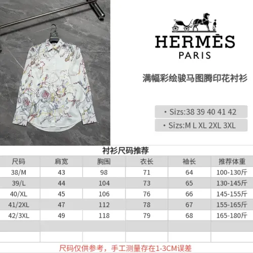 Replica Hermes Shirts Long Sleeved For Men #1470301 $64.00 USD for Wholesale