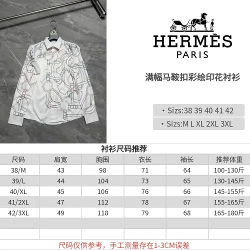 Replica Hermes Shirts Long Sleeved For Men #1470304 $64.00 USD for Wholesale
