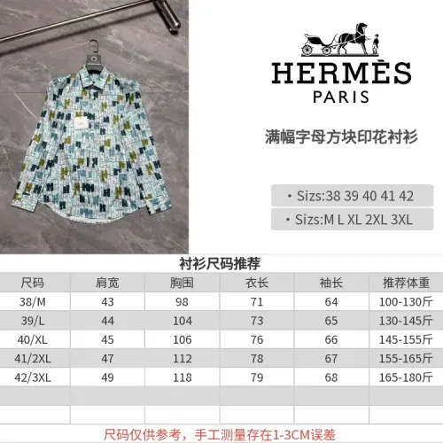 Replica Hermes Shirts Long Sleeved For Men #1470305 $64.00 USD for Wholesale