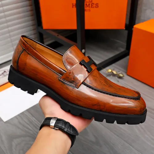 Replica Hermes Leather Shoes For Men #1471027 $92.00 USD for Wholesale