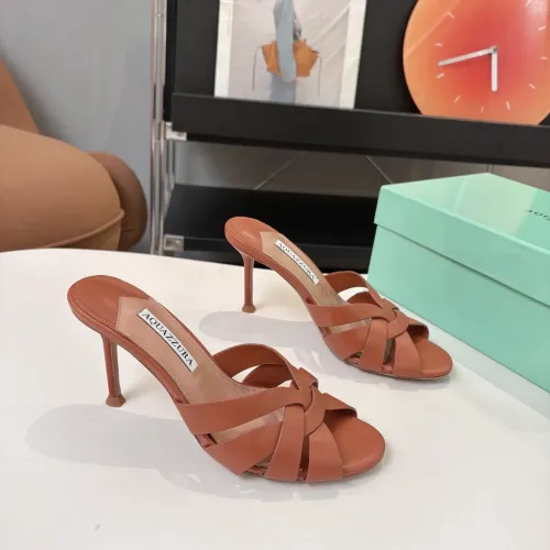 Replica AQUAZZURA Slippers For Women #1473030 $88.00 USD for Wholesale