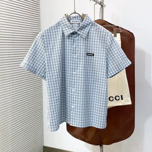 Wholesale MIU MIU  Shirts Short Sleeved For Men #1477743 $80.00 USD, Wholesale Quality Replica MIU MIU  Shirts