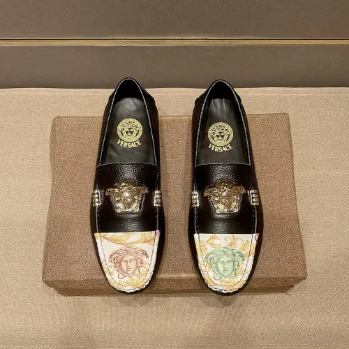 Wholesale Versace Leather Shoes For Men #1480566 $80.00 USD, Wholesale Quality Replica Versace Leather Shoes