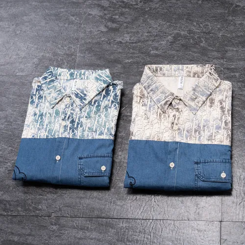 Replica Christian Dior Shirts Long Sleeved For Men #1483704 $45.00 USD for Wholesale