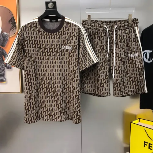 Wholesale Fendi Tracksuits Short Sleeved For Men #1484716 $88.00 USD, Wholesale Quality Replica Fendi Tracksuits